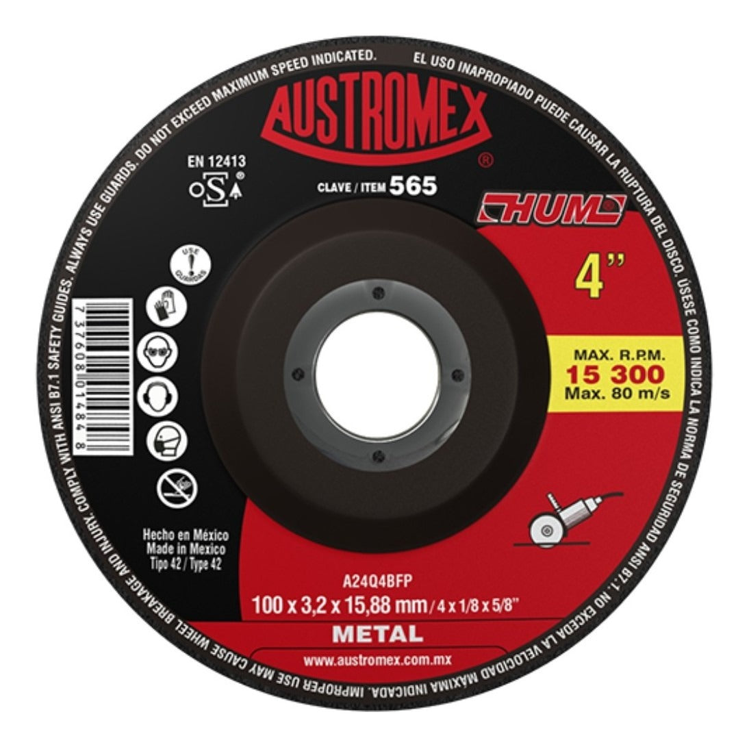 Disco Corte Metal 4-1/2  Aux565  Austromex  Austromex Austro