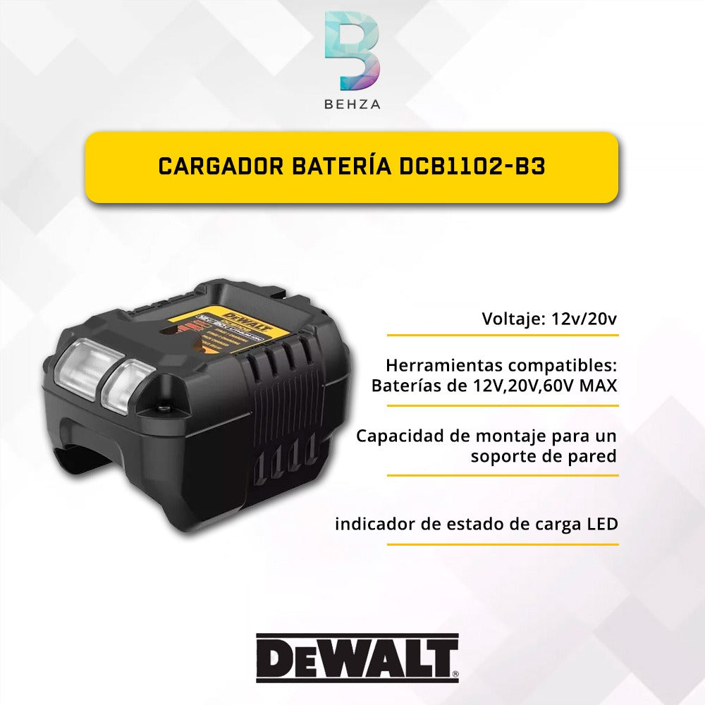 Cargador Batería Dewalt 12v/20v Flexvot Max 2 Ampers Dcb1102