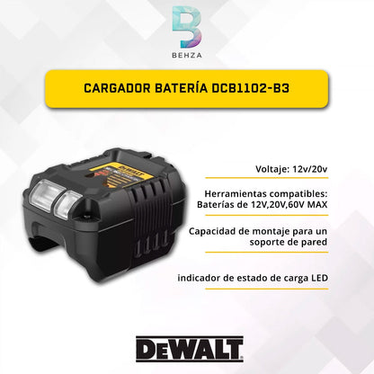 Cargador Batería Dewalt 12v/20v Flexvot Max 2 Ampers Dcb1102